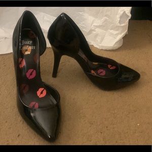 Juicy Couture Women's Black Patent Leather Shoes D'orsay Heeled